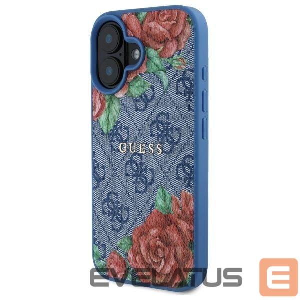 Kitos prekės Guess Guess GUHMP16SP4ROPEMCB iPhone 16 6.1" blue/blue hardcase 4G Flowers Print MagSafe