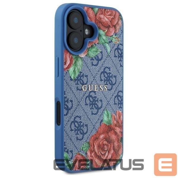 Kitos prekės Guess Guess GUHMP16SP4ROPEMCB iPhone 16 6.1" blue/blue hardcase 4G Flowers Print MagSafe