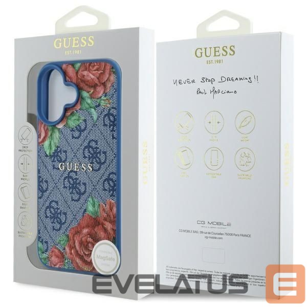 Kitos prekės Guess Guess GUHMP16SP4ROPEMCB iPhone 16 6.1" blue/blue hardcase 4G Flowers Print MagSafe