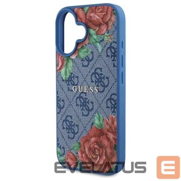 Kitos prekės Guess Guess GUHMP16SP4ROPEMCB iPhone 16 6.1" blue/blue hardcase 4G Flowers Print MagSafe