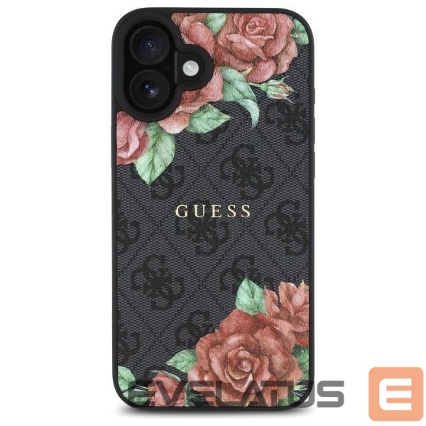 Kitos prekės Guess Guess GUHMP16SP4ROPEMCK iPhone 16 6.1" black/black hardcase 4G Flowers Print MagSafe