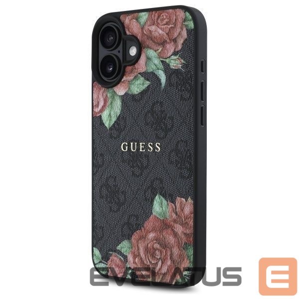 Kitos prekės Guess Guess GUHMP16SP4ROPEMCK iPhone 16 6.1" black/black hardcase 4G Flowers Print MagSafe