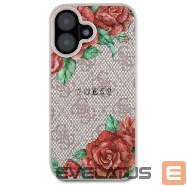 Kitos prekės Guess Guess GUHMP16SP4ROPEMCP iPhone 16 6.1" pink/pink hardcase 4G Flowers Print MagSafe