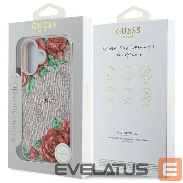 Kitos prekės Guess Guess GUHMP16SP4ROPEMCP iPhone 16 6.1" pink/pink hardcase 4G Flowers Print MagSafe