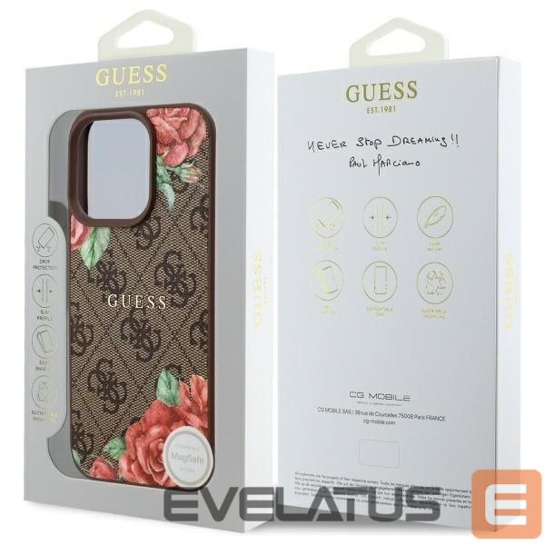 Kitos prekės Guess Guess GUHMP16XP4ROPEMCW iPhone 16 Pro Max 6.9" brown/brown hardcase 4G Flowers Print MagSafe