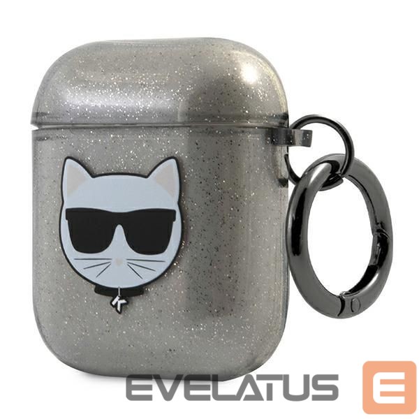 Kitos prekės Karl Lagerfeld Karl Lagerfeld KLA2UCHGK AirPods 1/2 cover black/black Glitter Choupette