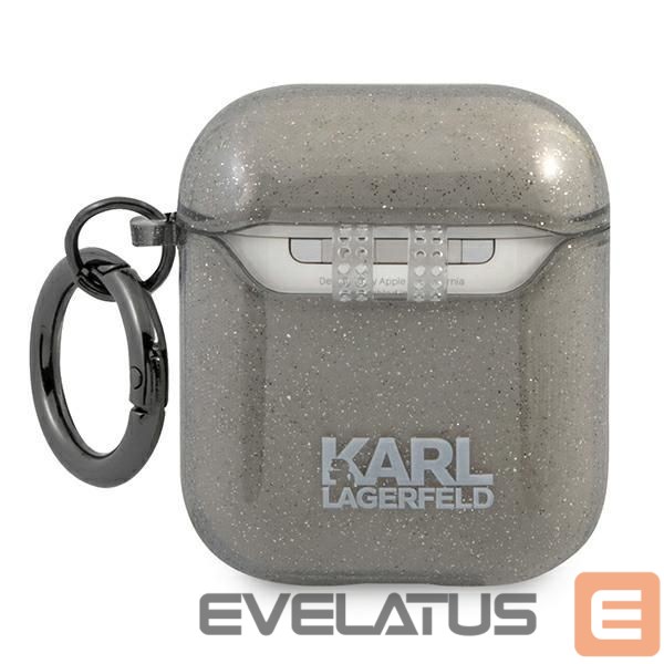 Kitos prekės Karl Lagerfeld Karl Lagerfeld KLA2UCHGK AirPods 1/2 cover black/black Glitter Choupette