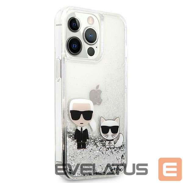 Kitos prekės Karl Lagerfeld Karl Lagerfeld Liquid Glitter Karl&Choupette case for iPhone 13 Pro / 13 6.1" - silver