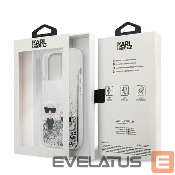 Kitos prekės Karl Lagerfeld Karl Lagerfeld Liquid Glitter Karl&Choupette case for iPhone 13 Pro / 13 6.1" - silver