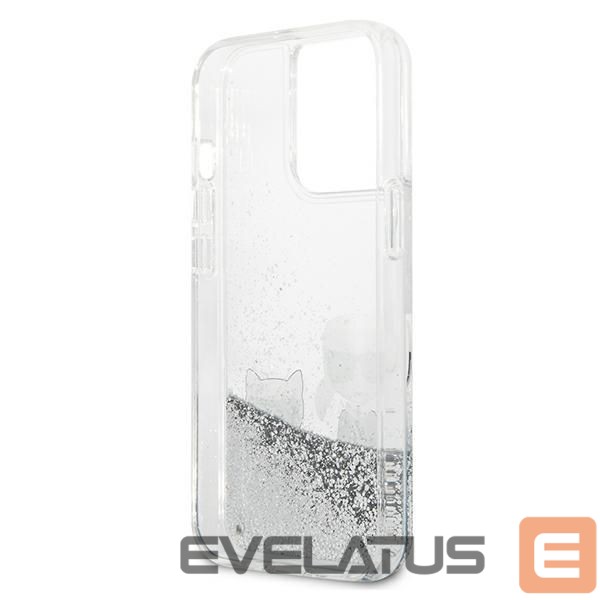 Kitos prekės Karl Lagerfeld Karl Lagerfeld Liquid Glitter Karl&Choupette case for iPhone 13 Pro / 13 6.1" - silver