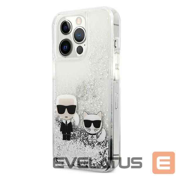 Kitos prekės Karl Lagerfeld Karl Lagerfeld Liquid Glitter Karl&Choupette case for iPhone 13 Pro / 13 6.1" - silver