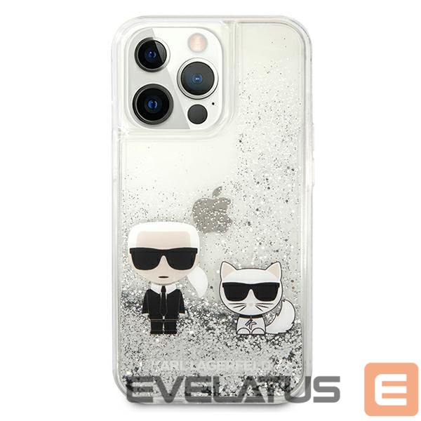 Kitos prekės Karl Lagerfeld Karl Lagerfeld Liquid Glitter Karl&Choupette case for iPhone 13 Pro / 13 6.1" - silver