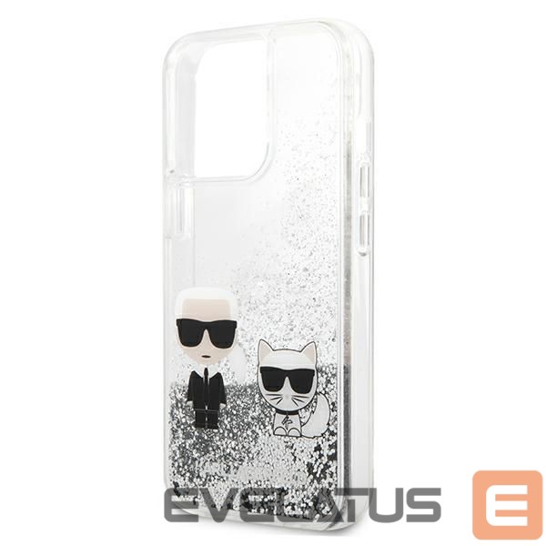 Kitos prekės Karl Lagerfeld Karl Lagerfeld Liquid Glitter Karl&Choupette case for iPhone 13 Pro / 13 6.1" - silver