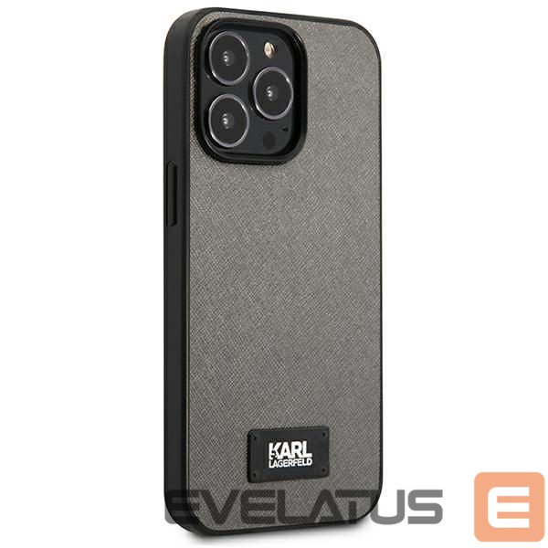 Kitos prekės Karl Lagerfeld Karl Lagerfeld Saffiano Plaque case for iPhone 13 Pro / 13 6.1" - silver
