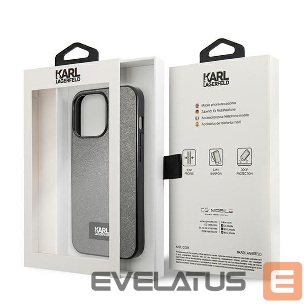 Kitos prekės Karl Lagerfeld Karl Lagerfeld Saffiano Plaque case for iPhone 13 Pro / 13 6.1" - silver