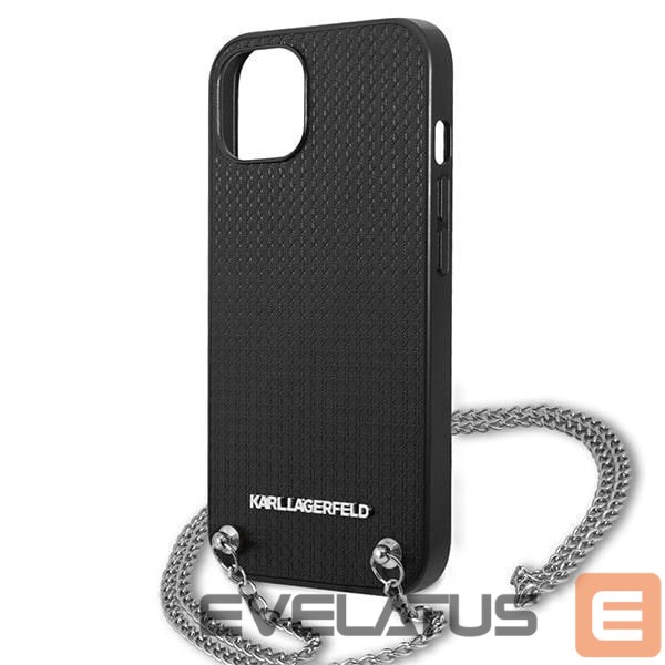 Kitos prekės Karl Lagerfeld Karl Lagerfeld Leather Textured and Chain Case for iPhone 13 / 14 / 15 6.1" - Black