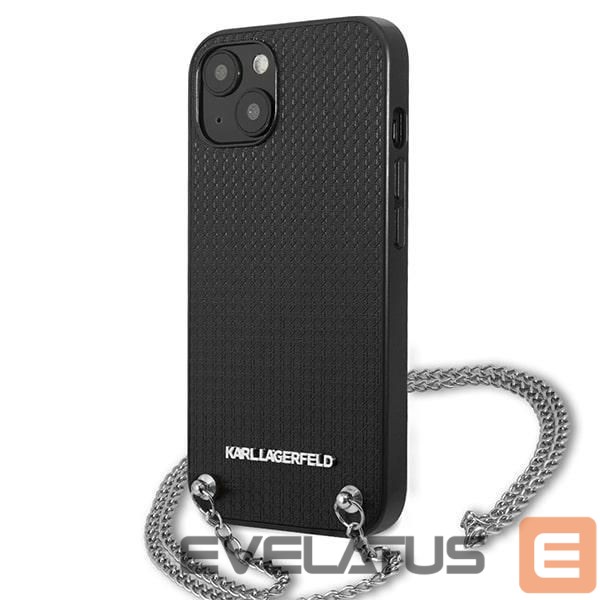 Kitos prekės Karl Lagerfeld Karl Lagerfeld Leather Textured and Chain Case for iPhone 13 / 14 / 15 6.1" - Black