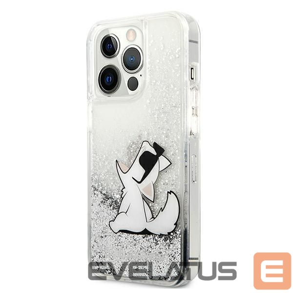 Kitos prekės Karl Lagerfeld Karl Lagerfeld Liquid Glitter Choupette Fun case for iPhone 13 Pro Max 6.7" - silver