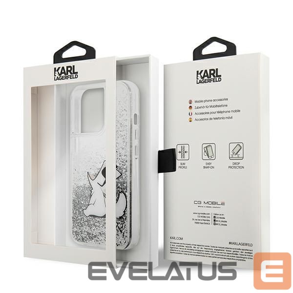 Kitos prekės Karl Lagerfeld Karl Lagerfeld Liquid Glitter Choupette Fun case for iPhone 13 Pro Max 6.7" - silver