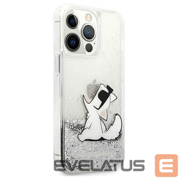 Kitos prekės Karl Lagerfeld Karl Lagerfeld Liquid Glitter Choupette Fun case for iPhone 13 Pro Max 6.7" - silver