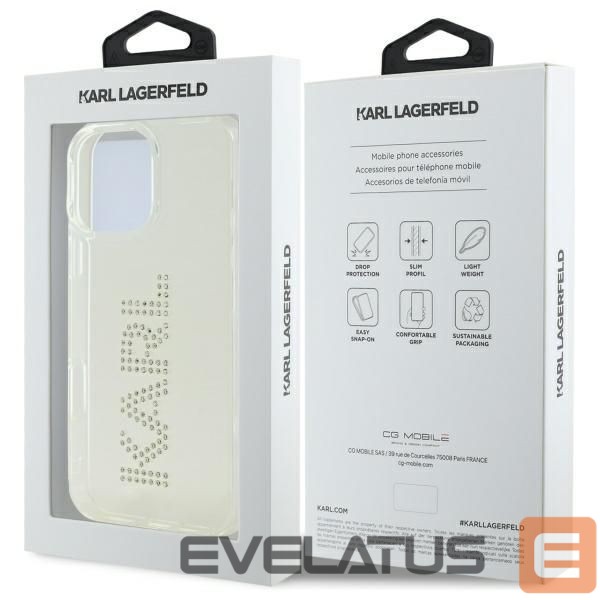 Kitos prekės Karl Lagerfeld Karl Lagerfeld KLHCP16XHKLSTDCT iPhone 16 Pro Max 6.9" Clear Hard Case IML Rhinestones Logo