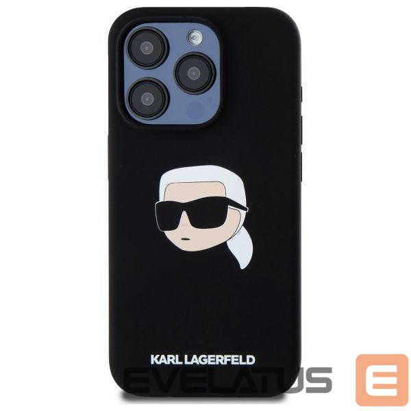 Kitos prekės Karl Lagerfeld Karl Lagerfeld KLHMP15LSKHPPLK iPhone 15 Pro 6.1" black/black hardcase Silicone Karl Head Print MagSafe