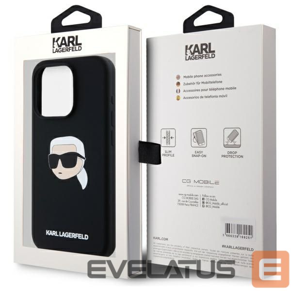 Kitos prekės Karl Lagerfeld Karl Lagerfeld KLHMP15LSKHPPLK iPhone 15 Pro 6.1" black/black hardcase Silicone Karl Head Print MagSafe