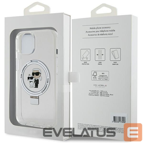 Kitos prekės Karl Lagerfeld Karl Lagerfeld KLHMP15MHMRSKCH iPhone 15 Plus / 14 Plus 6.7" white/white hardcase Ring Stand Karl&Choupette MagSafe