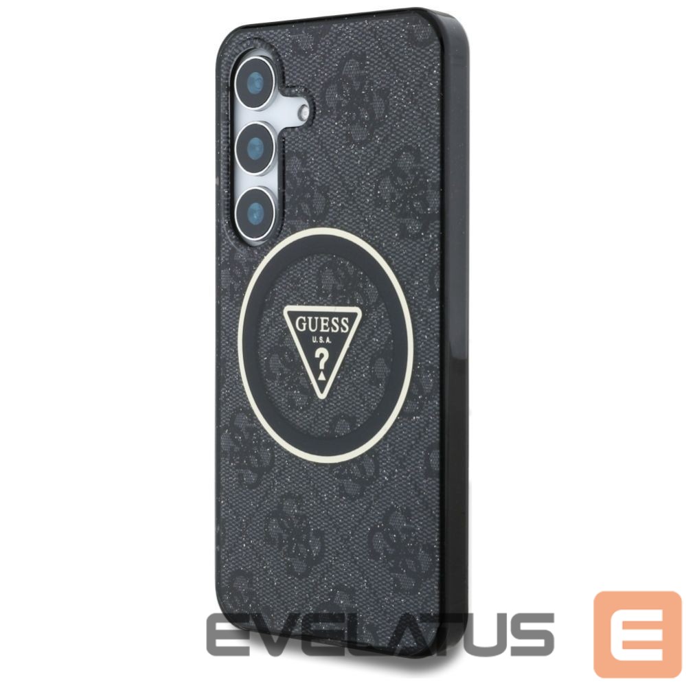 Kitos prekės Guess Guess 4G Glitter Triangle Buttons MagSafe Case for Samsung Galaxy S25 Plus Black