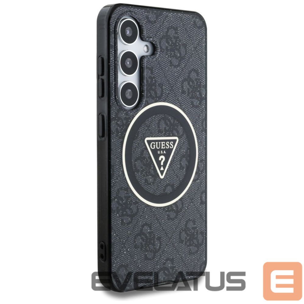 Kitos prekės Guess Guess 4G Glitter Triangle Buttons MagSafe Case for Samsung Galaxy S25 Plus Black