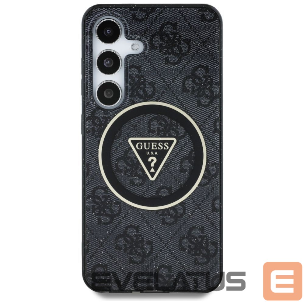 Kitos prekės Guess Guess 4G Glitter Triangle Buttons MagSafe Case for Samsung Galaxy S25 Plus Black