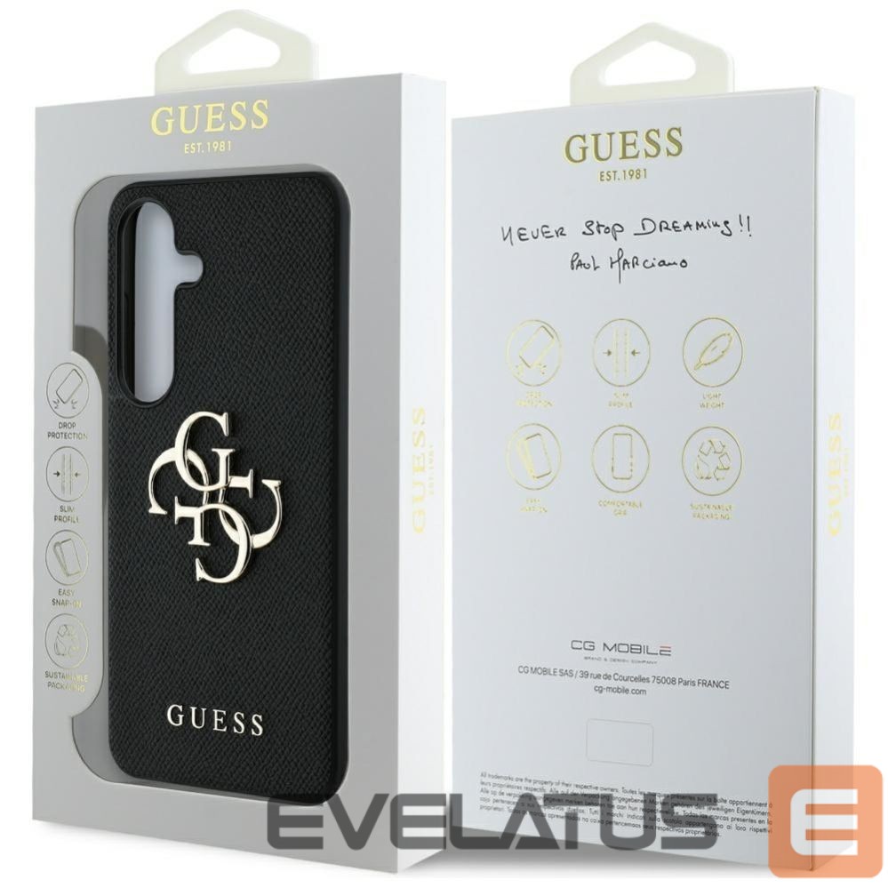 Kitos prekės Guess Guess Grained Big 4G Logo Small Classic Logo case for Samsung Galaxy S25 Plus black