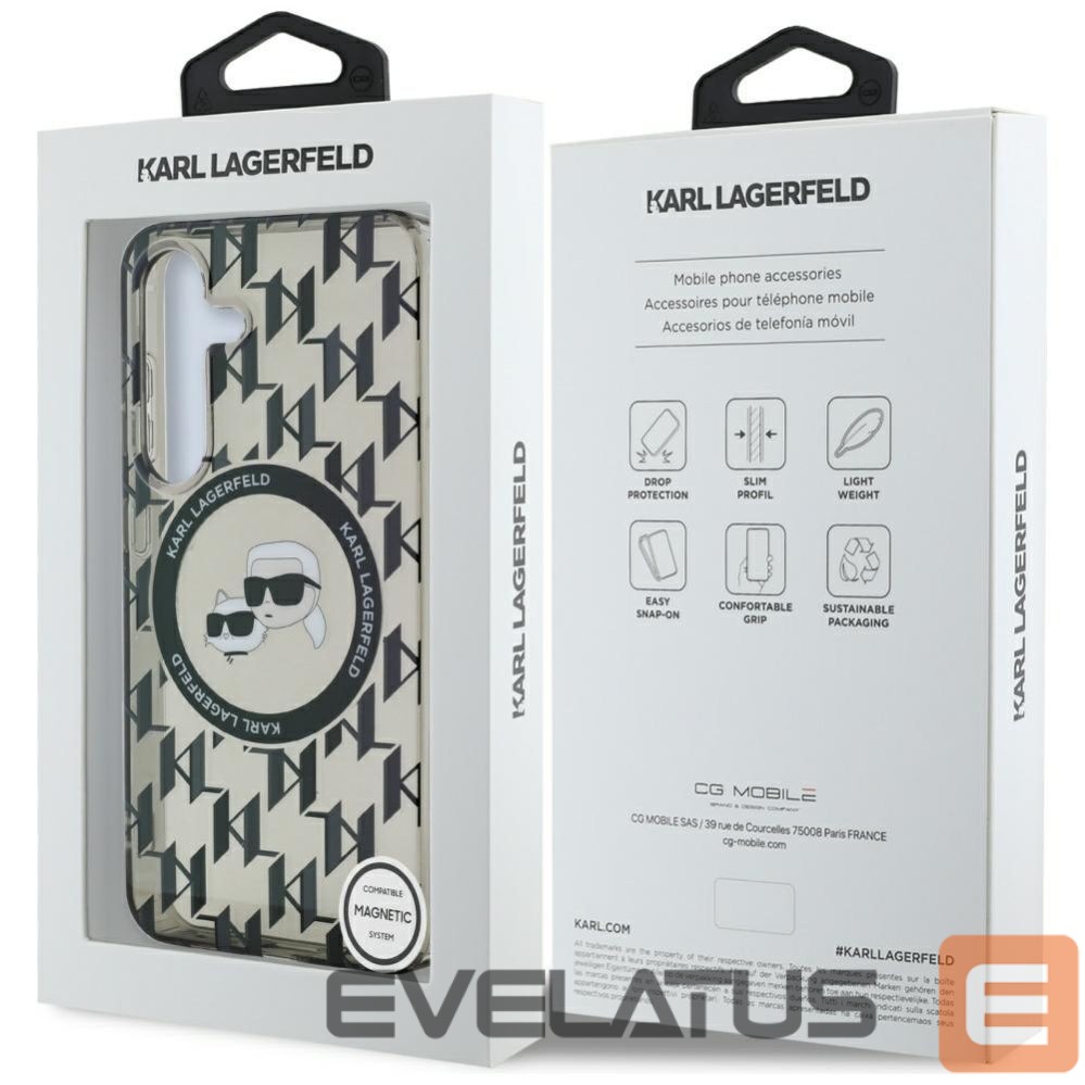 Kitos prekės Karl Lagerfeld Case Karl Lagerfeld Button Karl&Choupette Heads On KL Pattern MagSafe Samsung Galaxy S25 black
