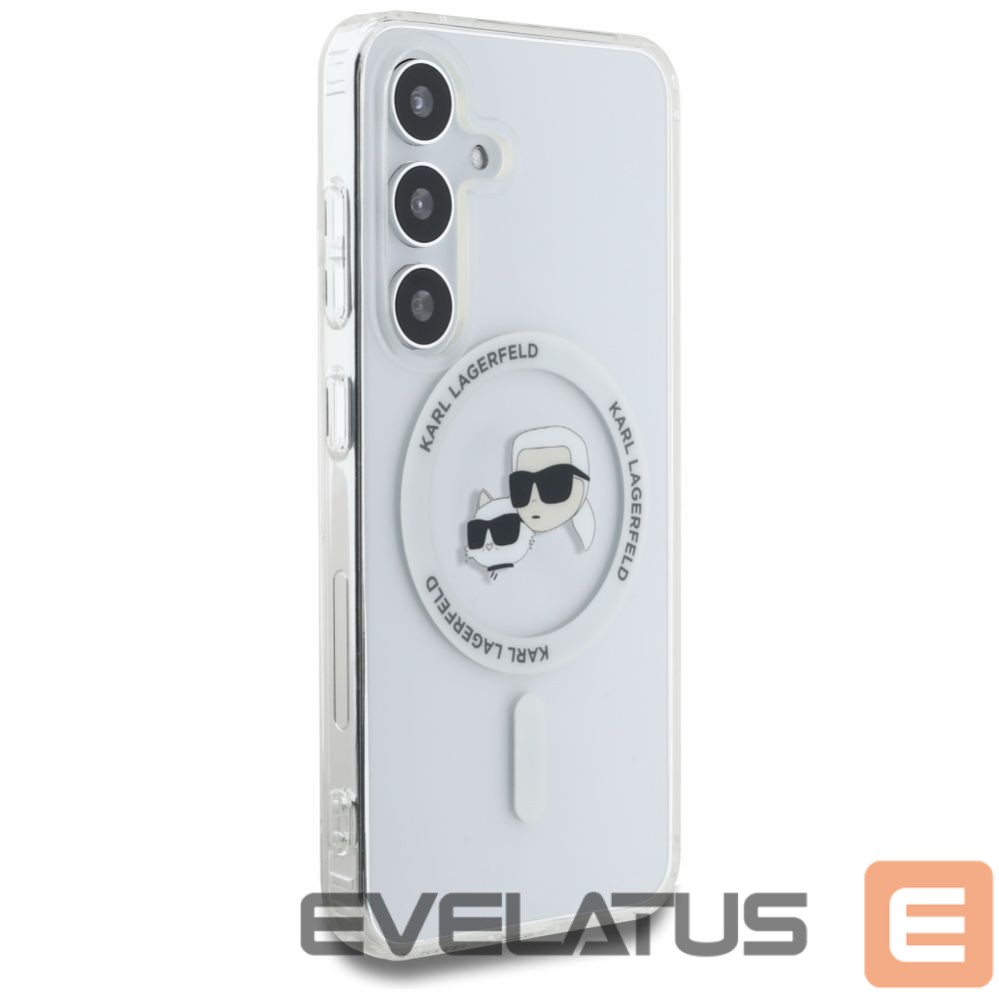 Kitos prekės Karl Lagerfeld Case Karl Lagerfeld Button Karl & Choupette Heads Printed Logo MagSafe Samsung Galaxy S25 white