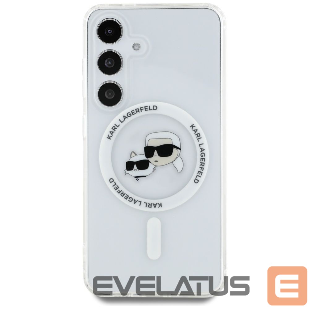 Kitos prekės Karl Lagerfeld Case Karl Lagerfeld Button Karl & Choupette Heads Printed Logo MagSafe Samsung Galaxy S25 white
