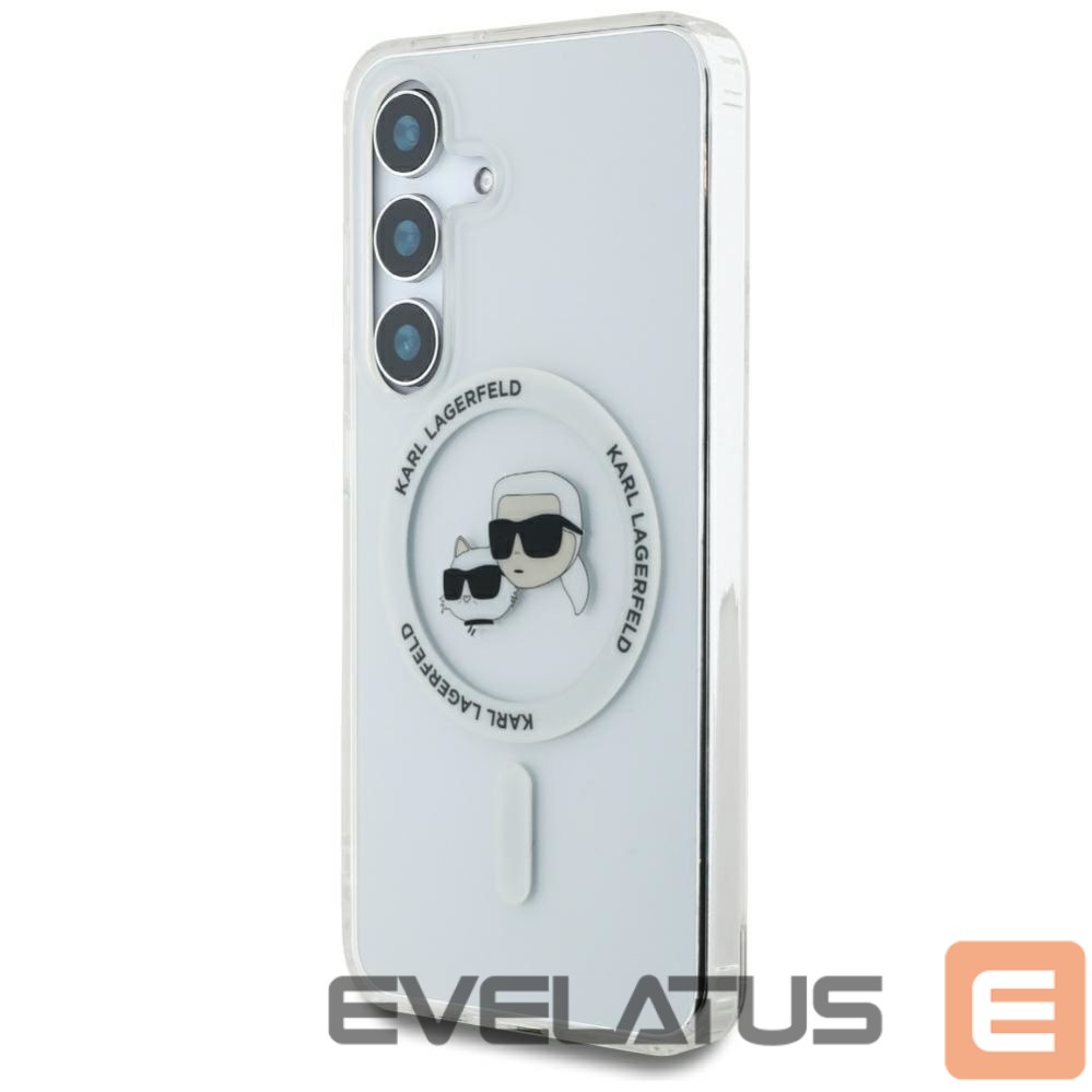 Kitos prekės Karl Lagerfeld Case Karl Lagerfeld Button Karl & Choupette Heads Printed Logo MagSafe Samsung Galaxy S25 white