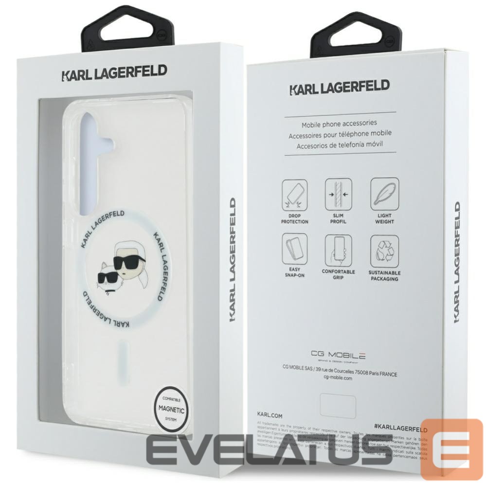 Kitos prekės Karl Lagerfeld Case Karl Lagerfeld Button Karl & Choupette Heads Printed Logo MagSafe Samsung Galaxy S25 white