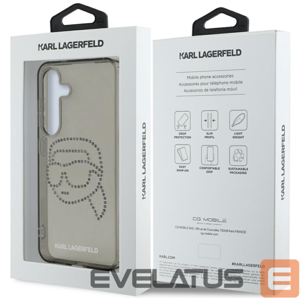 Kitos prekės Karl Lagerfeld Case Karl Lagerfeld Rhinestones Karl Head Logo Samsung Galaxy S25 black