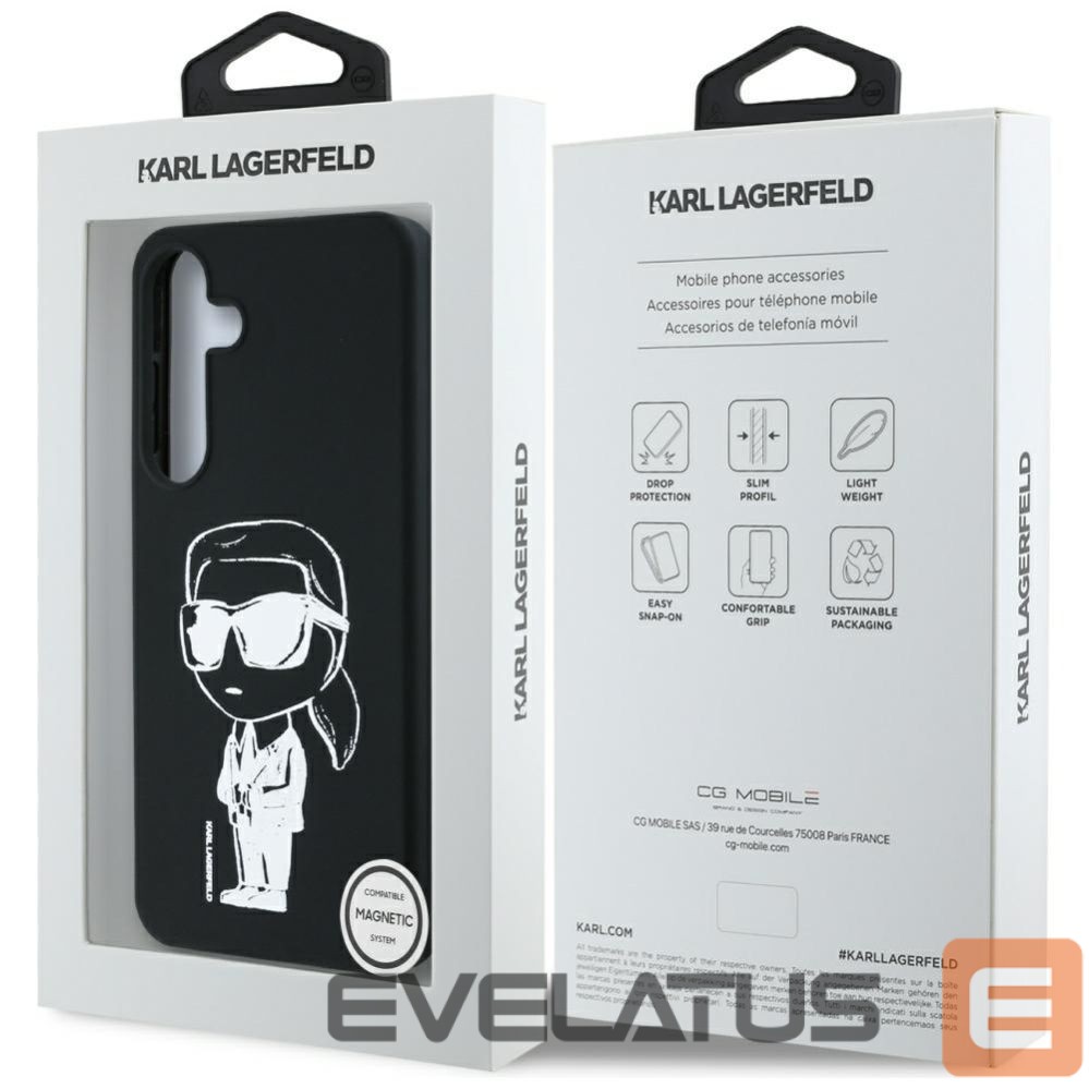 Kitos prekės Karl Lagerfeld Case Karl Lagerfeld Silicone Graffiti Ikonik Printed Logo MagSafe Samsung Galaxy S25 black