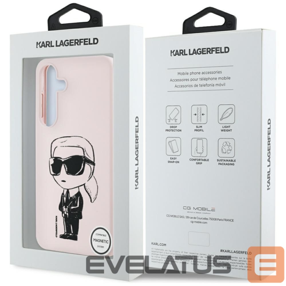 Kitos prekės Karl Lagerfeld Case Karl Lagerfeld Silicone Graffiti Ikonik Printed Logo MagSafe Samsung Galaxy S25 pink