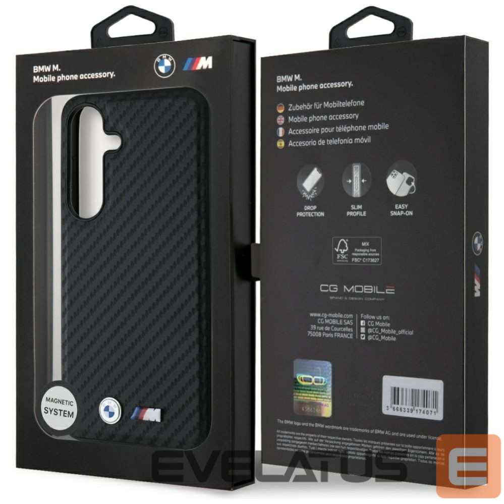 Kitos prekės BMW BMW Leather Carbon MagSafe Case for Samsung Galaxy S25 - Black
