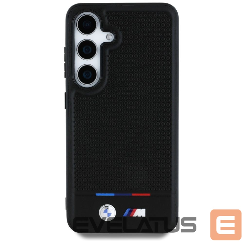 Kitos prekės BMW BMW Leather Tricolor Stripe MagSafe Case for Samsung Galaxy S25 - Black