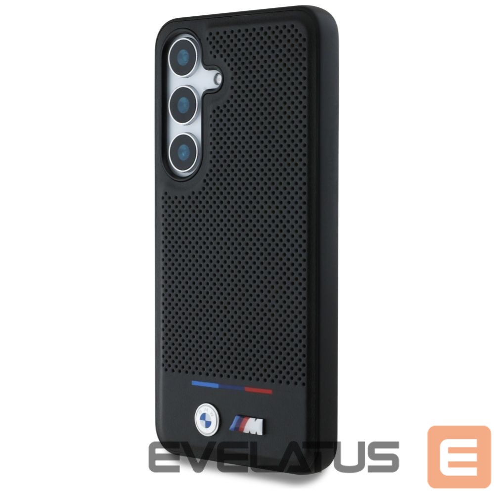 Kitos prekės BMW BMW Leather Tricolor Stripe MagSafe Case for Samsung Galaxy S25 - Black