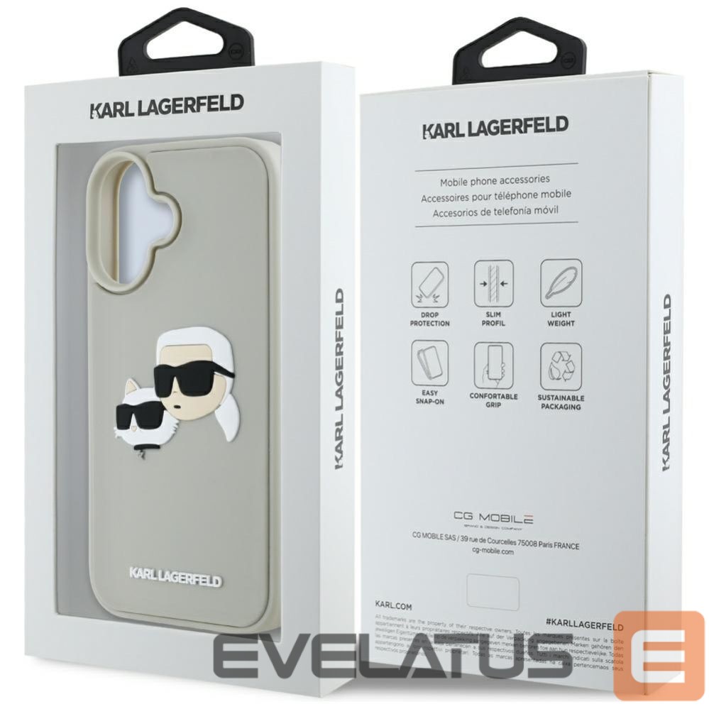 Kitos prekės Karl Lagerfeld Karl Lagerfeld HC 3D Rubber Double Heads iPhone 16 Case - Beige