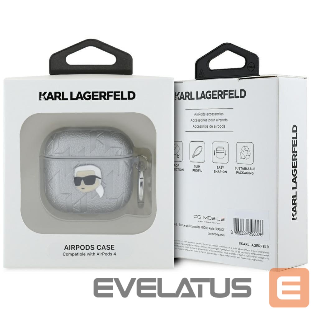 Kitos prekės Karl Lagerfeld Karl Lagerfeld Monogram Karl Head case for AirPods 4 - silver