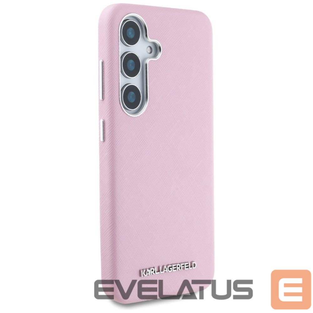 Kitos prekės Karl Lagerfeld Karl Lagerfeld Saffiano Full Wrapped Elongated Metal Logo MagSafe Case for Samsung Galaxy S25 - Pink