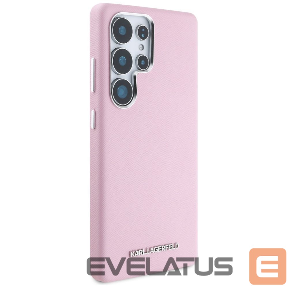 Kitos prekės Karl Lagerfeld Karl Lagerfeld Saffiano Full Wrapped Elongated Metal Logo MagSafe Case for Samsung Galaxy S25 Ultra - Pink