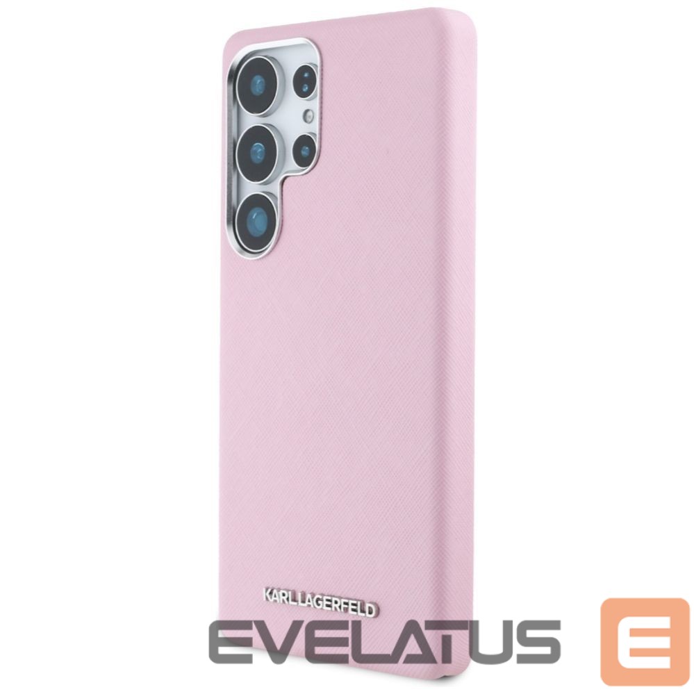 Kitos prekės Karl Lagerfeld Karl Lagerfeld Saffiano Full Wrapped Elongated Metal Logo MagSafe Case for Samsung Galaxy S25 Ultra - Pink