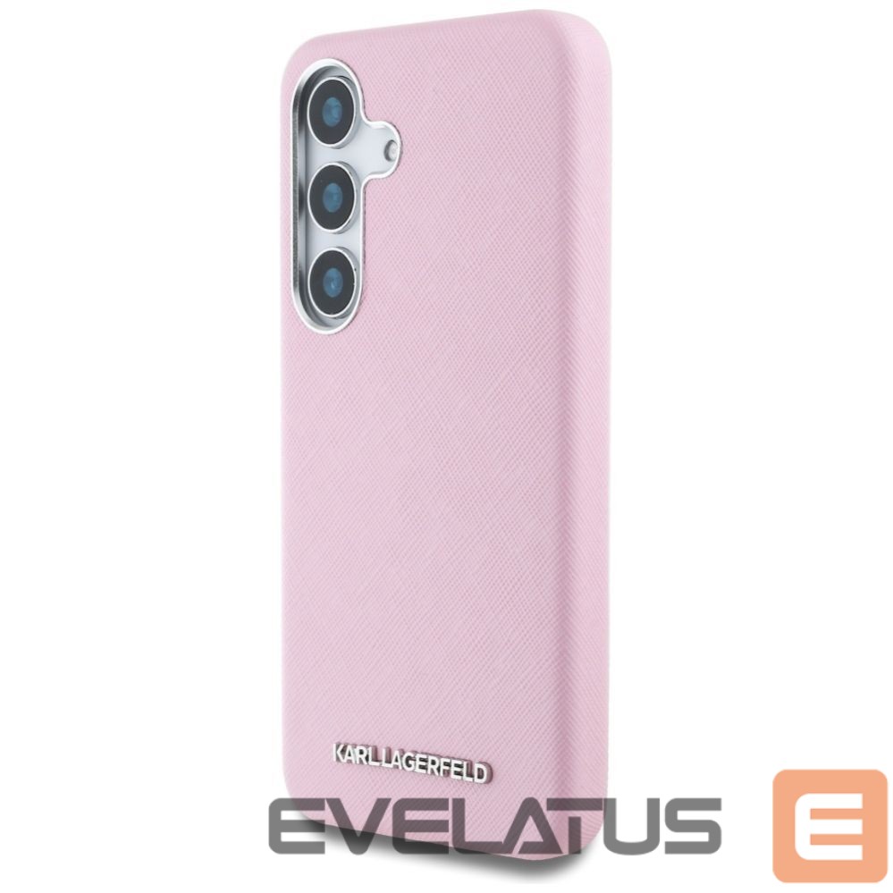 Kitos prekės Karl Lagerfeld Karl Lagerfeld Saffiano Full Wrapped Elongated Metal Logo MagSafe Case for Samsung Galaxy S25+ - Pink
