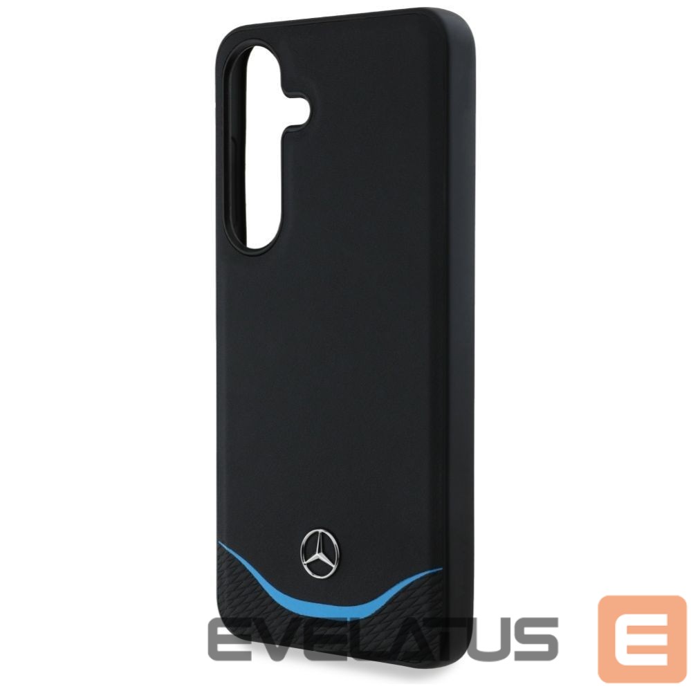 Kitos prekės Mercedes-Benz Mercedes Leather Contrasted Blue Horizontal Curve MagSafe Case for Samsung Galaxy S25 - Black